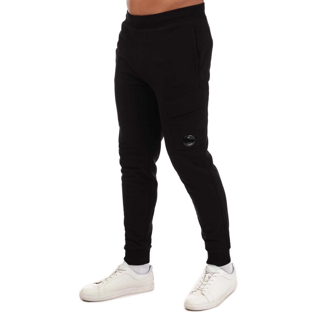 CP Company Mens Diagonal Raised Fleece Cargo Track Pants in Black Cotton - Size X-Large